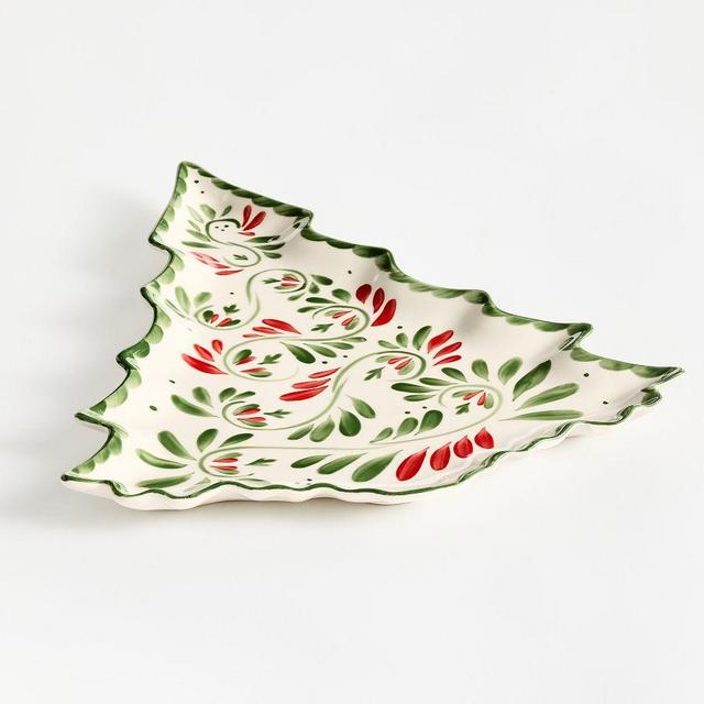 Holiday Puebla Porcelain Multi Tree Serving Platter - Green/Red Multi