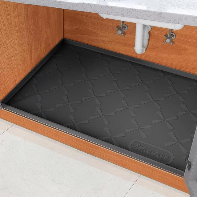SIKADEER 34" x 19" Under Sink Mat Waterproof, Silicone Mat Kitchen Drawer Shelf and Cabinet Liner, Sink Protector for Kitchen Organizers and Storage, Boot Tray Pet Food Mats