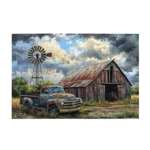 Vextrovia Vintage Rustic styless Adult Wooden Puzzle, Adult Wooden Jigsaw Puzzle, Farmhouse and Old Trucks, Puzzles for Adults 1000 Pieces, Relieves Work Stress and Pleases The Mind and Body
