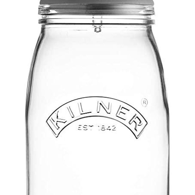 Kilner Fermentation Set, 6-Piece Kit Includes 3-Liter Glass Jar, Silicone Lid, Airlock and Bung, Ceramic Stones and a Recipe Booklet for at Home Fermenting and Pickling