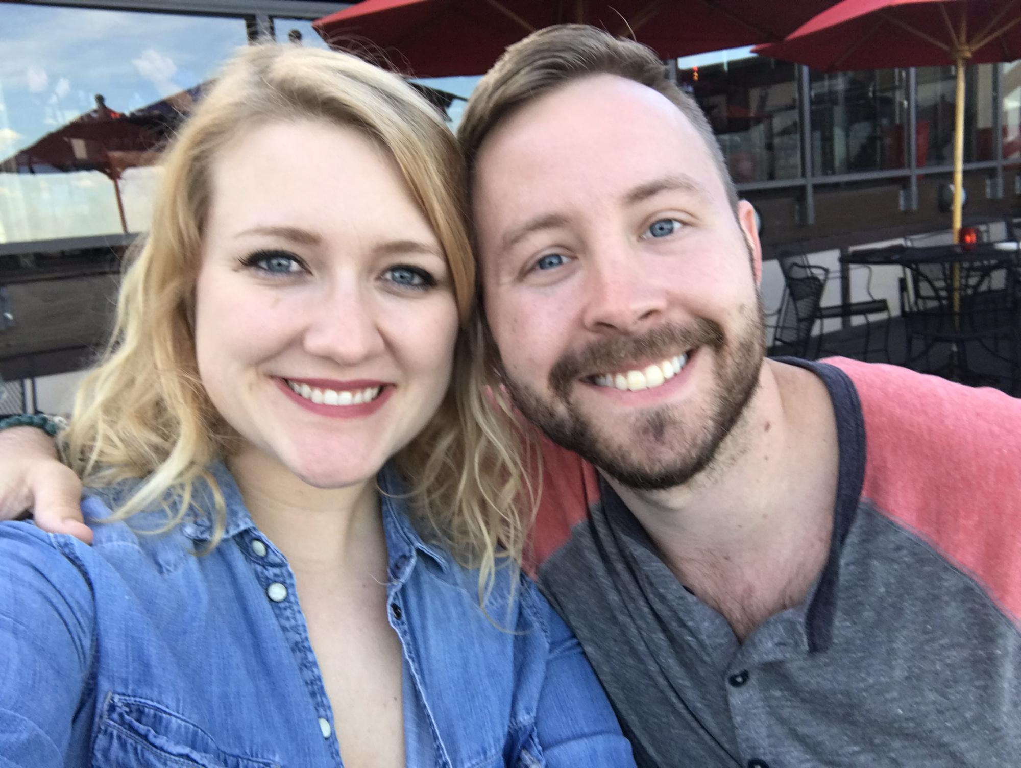 April 2019 - out for dinner in Denver, CO during a stop on our road trip from Minnesota to Arizona