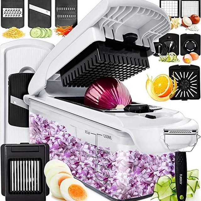 Fullstar Vegetable Chopper Dicer Mandoline Slicer - Food Chopper Vegetable Spiralizer Vegetable Slicer - Onion Chopper Salad Chopper Veggie Chopper Vegetable Cutter Food Slicer 11 Blades