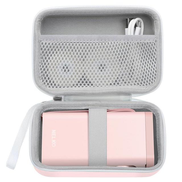 Nelko Genuine Case Compatible P21 Label Maker, Compatible with Most Mini Label Printers, for Labeler Makers & Labeling Tapes, Box with Mesh Pocket for Batteries Accessories (Case Only), Pink