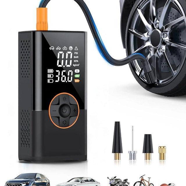 KUXISA Tire Inflator Portable Air Compressor, 3X Faster Air Compressor with Digital Pressure Gauge, 150 PSI Portable Air Pump for Cars, Motorcycles, Bicycles, Balls and More(Black)
