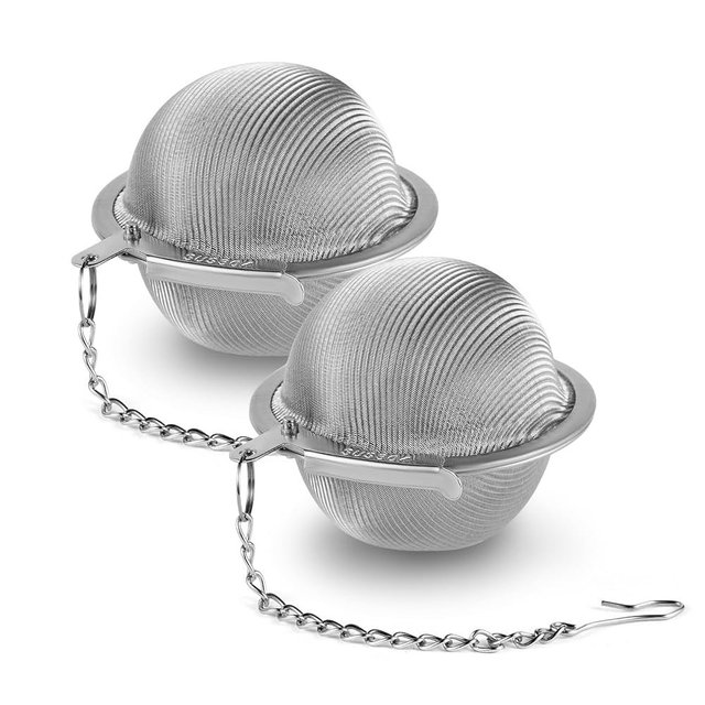 Blyenea 304 Stainless Steel Tea Strainers for Loose Tea Infuser Ball, Extra-Fine Mesh Tea Ball, Tea Holder Loose Leaf Tea Steeper, Tea Diffuser for Rooibos, Black Tea, Herbal & Spices (Small x 2)