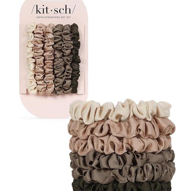 Kitsch Satin Hair Scrunchies for Women - Softer Than Silk Scrunchies for Hair | Satin Scrunchies for Girls | Satin Hair Ties for Women, Silk Hair Ties No Damage, Silk Ponytail Holders, 6pcs Eucalyptus