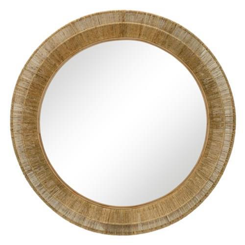Caroline Coastal Beach Natural Brown Woven Jute Round Wall Mirror - Small