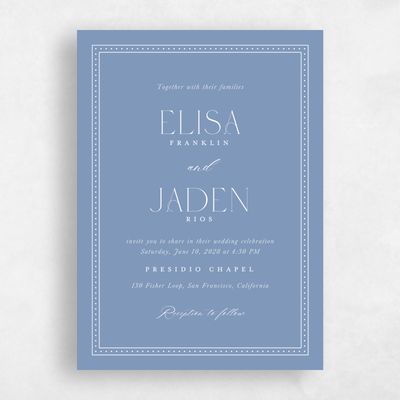 Denim Blue Wedding Invitation - Calidore Portrait