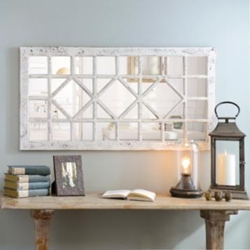 Distressed Cream Marquis Pane Mirror