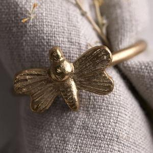 Brass Bee Napkin Rings, Set of 4