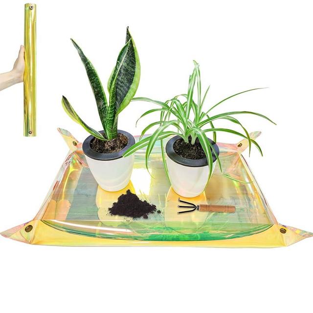 Repotting Mat for Indoor Plants Iridescent Plant Potting Mat Waterproof Potting Repotting Tray Gardening Mat Indoor Plant Accessories 25.6" Potting Soil Mix Mess Control, Mat for Bonsai Tool, Pots