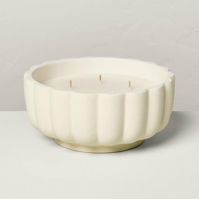 5-Wick Rustic Ceramic Salt Scalloped Jar Candle Cream 32oz - Hearth & Hand™ with Magnolia