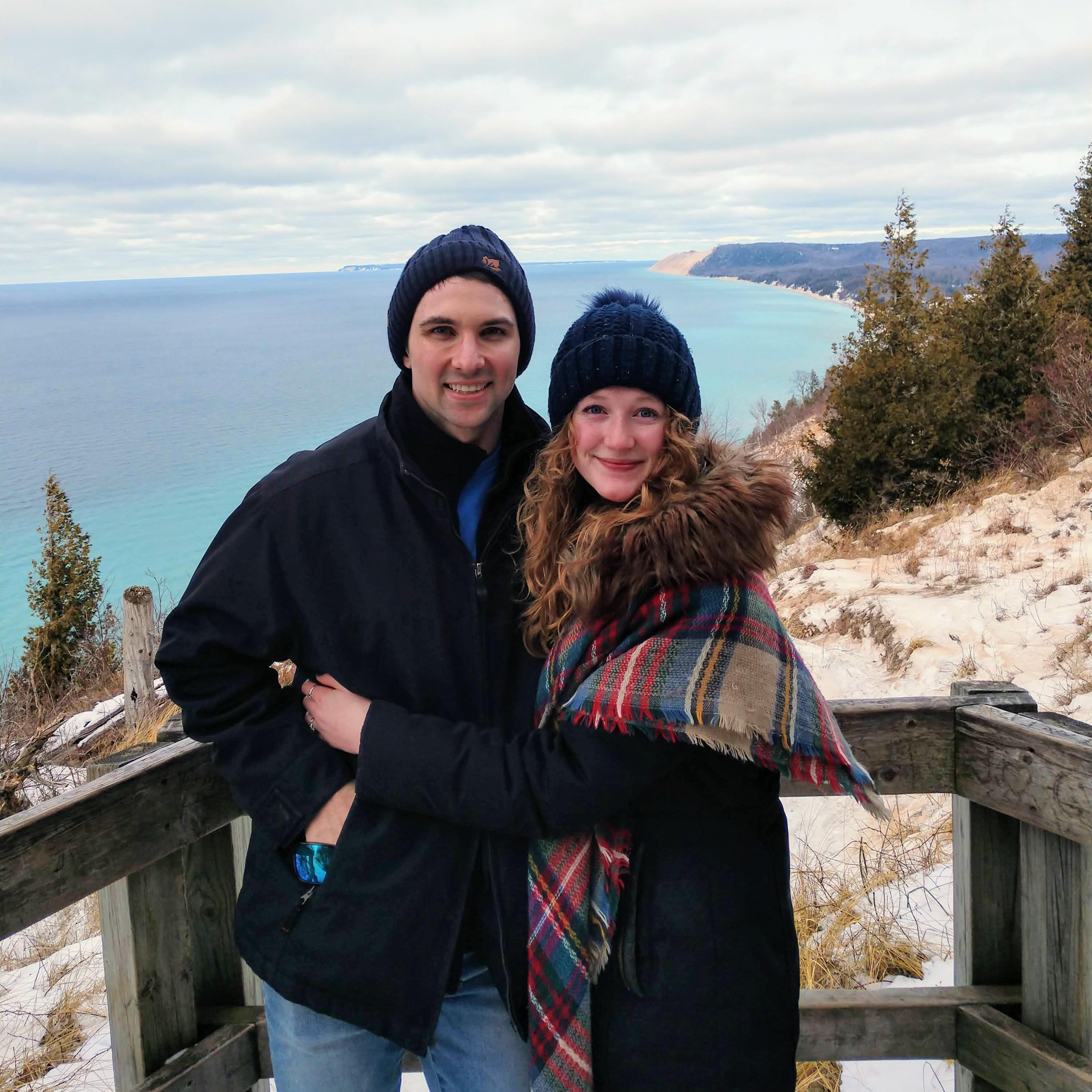 Taken seconds after Rhett proposed at Empire Bluff Trail in Traverse City.