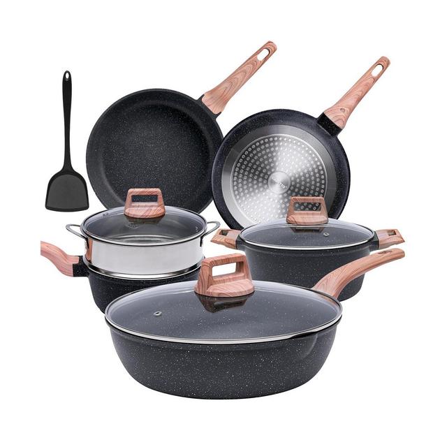SUGIFT 10-Piece Nonstick Ceramic Cookware Sets, Granite Pots and Pans Set with Silicone spatula