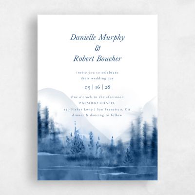 Dark Blue Wedding Invitation - Grove Portrait