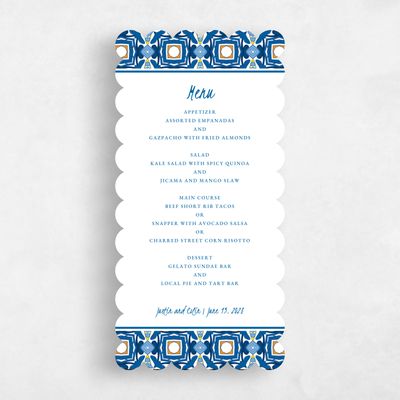Orange Scalloped Wedding Menu - Tamarine