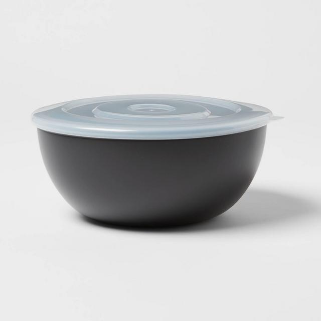 78oz Plastic Serving Bowl with Lid Black - Room Essentials™