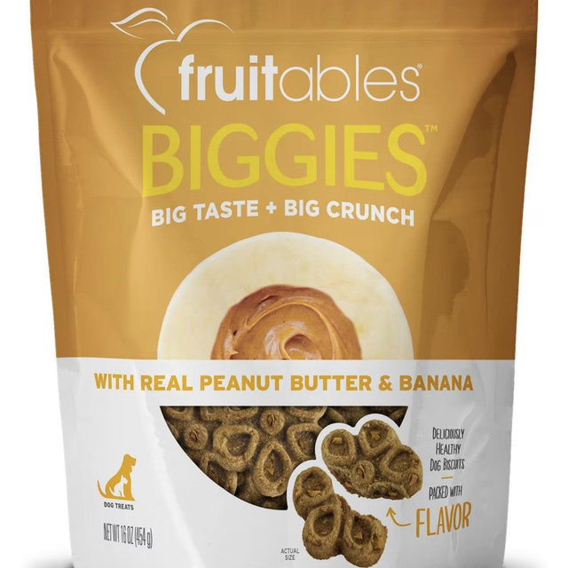 FRUITABLES Biggies with Real Peanut Butter & Banana Dog Treats, 16-oz bag - Chewy.com