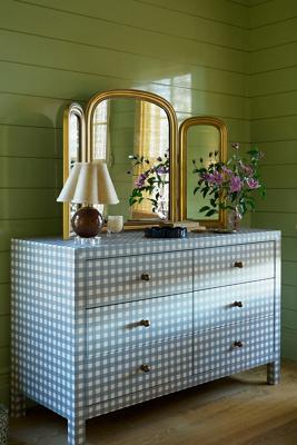 Gleaming Louie Beaded Gold Arch Triptych Mirror