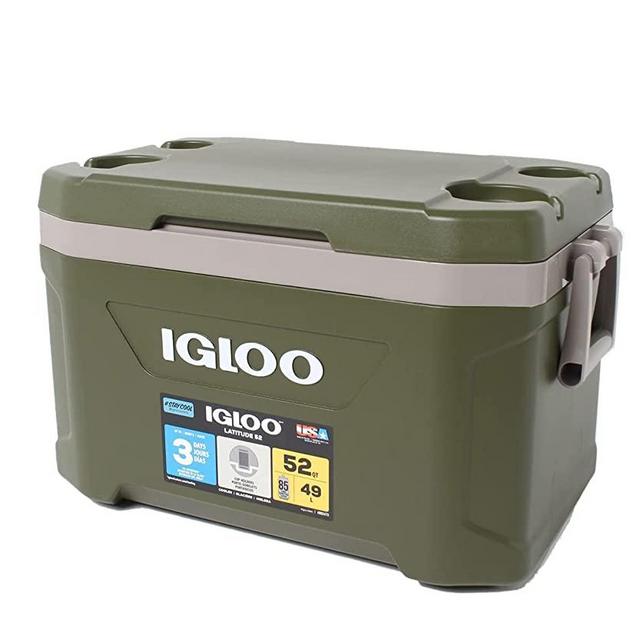 Igloo 60367 Sportsman Latitude 52 Cooler Box, Approx. 11.2 gal (49 L), Sportsman, Latitude, Outdoor, Camping, Leisure, Fishing, Green