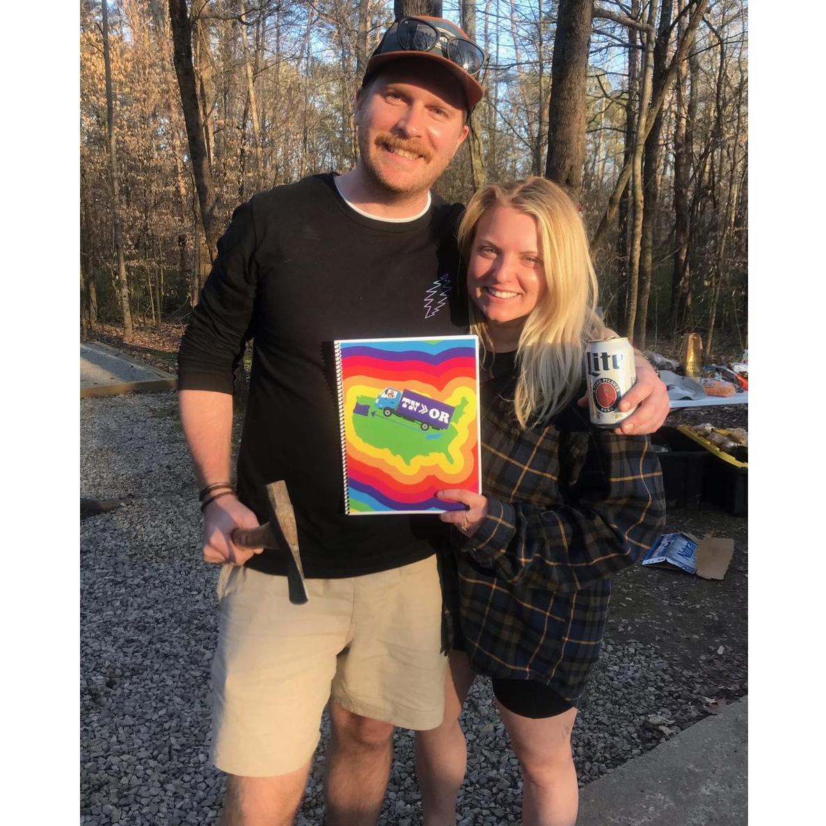 Have car, will travel. These two lovebirds packed up Nashville and headed west. Here, friends had made a booklet chronicling our adventures in Nashville. What a special world we have together.