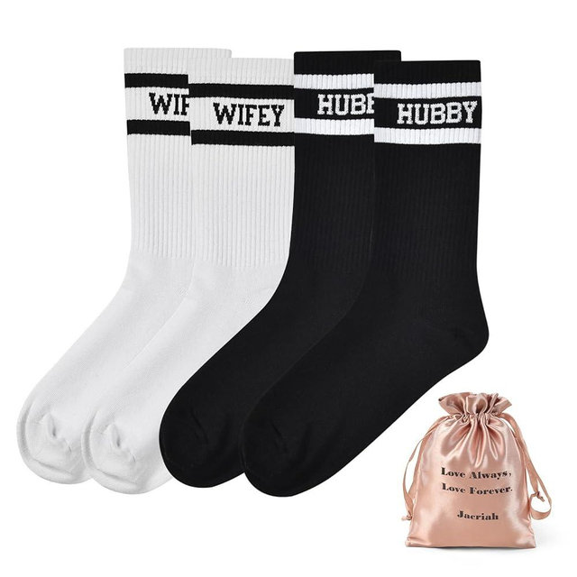 Jacriah Couples Socks Set Newlyweds Gift – Hubby and Wifey Wedding Socks