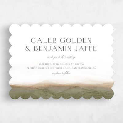 Brown Scalloped Wedding Invitation - Dew Landscape