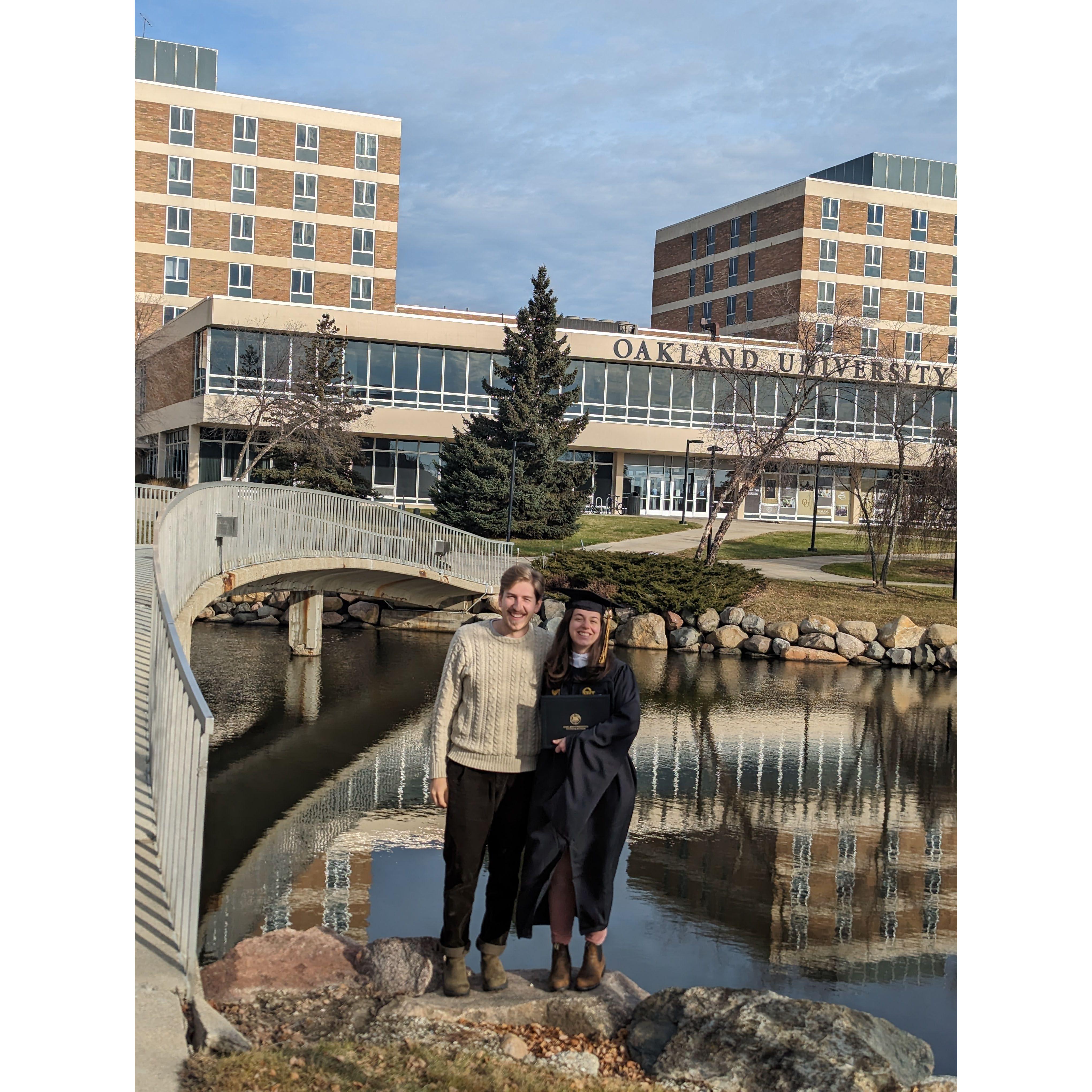 Katri graduating from OU with her Master's in Aquatic Ecology in December of 2023