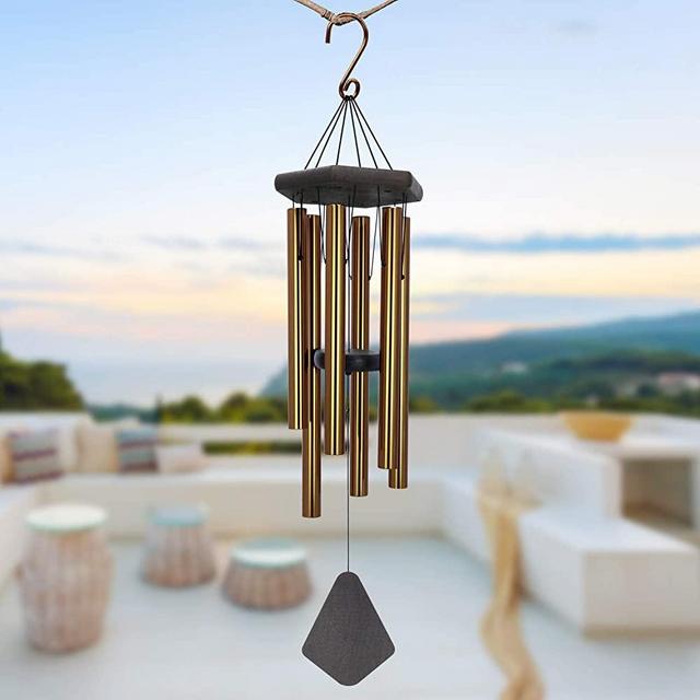 Astarin Wind Chimes Outdoor Large Deep Tone, Memorial Personalized Wind Chimes with 6 Long Metal Tubes, Sympathy Wind Chime with Sound, Perfect for Garden, Patio and Yard(30 Inches Bronze)