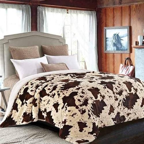Rodeo Cow Print Faux-Fur Queen Blanket
