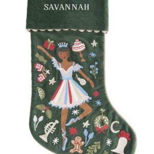 Rifle Paper Co. Nutcracker Embroidered Velvet Christmas Stocking Collection