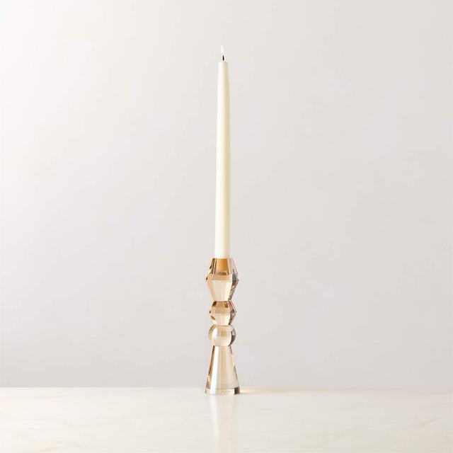 Aven Champagne Crystal Taper Candle Holder Small