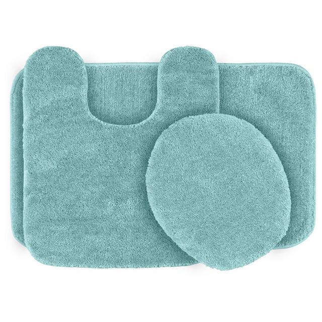 Garland 3 Piece Traditional Washable Nylon Bath Rug Set - Sea foam