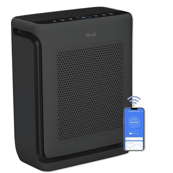 LEVOIT Air Purifiers for Home Large Room Up to 1875 Ft² with Washable Pre-Filter, AHAM VERIFIDE, Air Quality Monitor, HEPA Sleep Mode for Allergies, Pet Hair in Bedroom, Vital 200S-P, Black