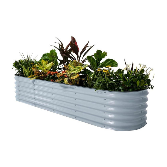 Vego garden Raised Garden Bed Kits, 17" Tall 9 in 1 8ft X 2ft Metal Raised Planter Bed for Vegetables Flowers Ground Planter Box, Sky Blue