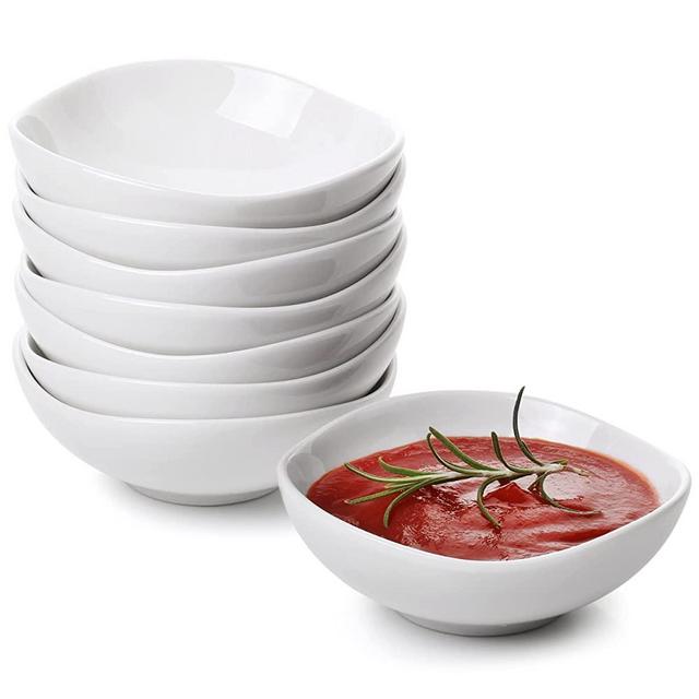 BTaT- Dipping Bowls, 5 oz, Set of 8, White Dip Bowls, Ceramic Dip Bowls, Sauce Bowls, Small Bowls for Dipping, Bowls for Dipping, Condiment Dishes, Bowl for Dips, Ripple Effect Bowl, Ceramic Bowls