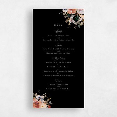 Black Wedding Menu - Fenella