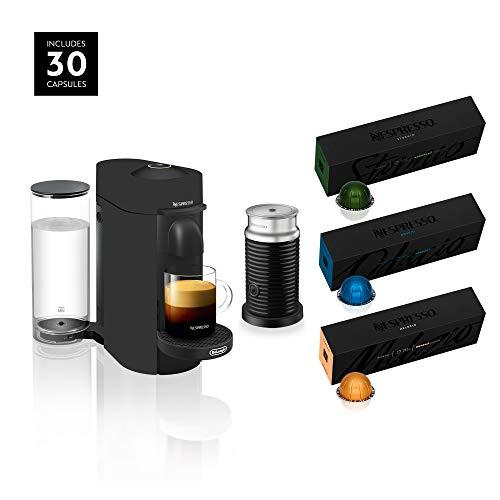 Nespresso VertuoPlus Coffee and Espresso Machine Bundle by De'Longhi with Aeroccino Milk Frother and BEST SELLING COFFEES INCLUDED