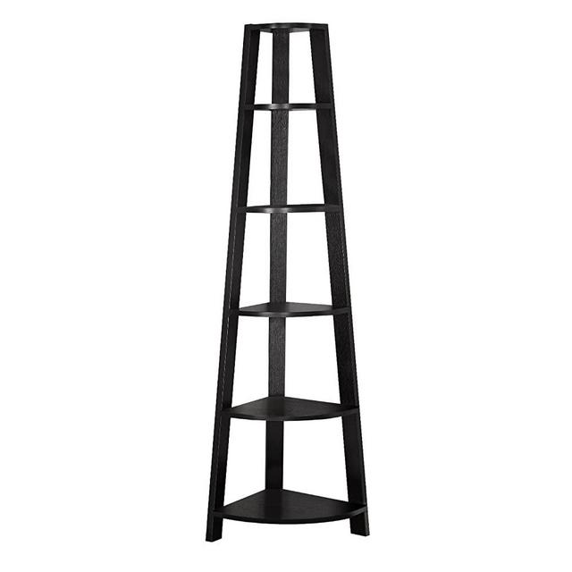 Monarch Specialties Corner Bookcase, 72" H, Cappuccino
