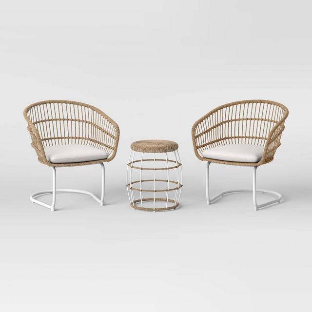 Southport 3pc Motion Patio Chat Set with Metal Legs - Natural/White - Opalhouse™