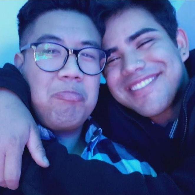 The first picture we ever took together, also first of many karaoke sessions.
