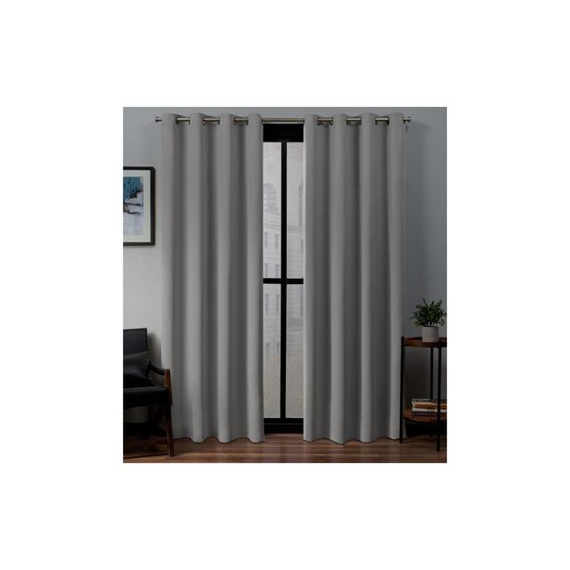 Set of 2 84"x52" Sateen Woven Blackout Grommet Top Window Curtain Panel Veridian Gray - Exclusive Home
