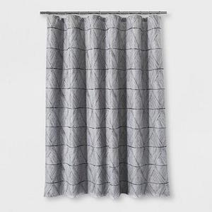 Hexagon Lines Woven Shower Curtain Winter White - Project 62™