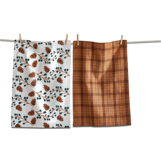 tagltd Pinecone Sprig Dishtowel S/2