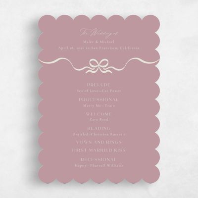Pink Scalloped Wedding Program - Alba