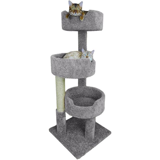 New Cat Condos 3 Level Grey Deluxe Kitty Pad, 52" H