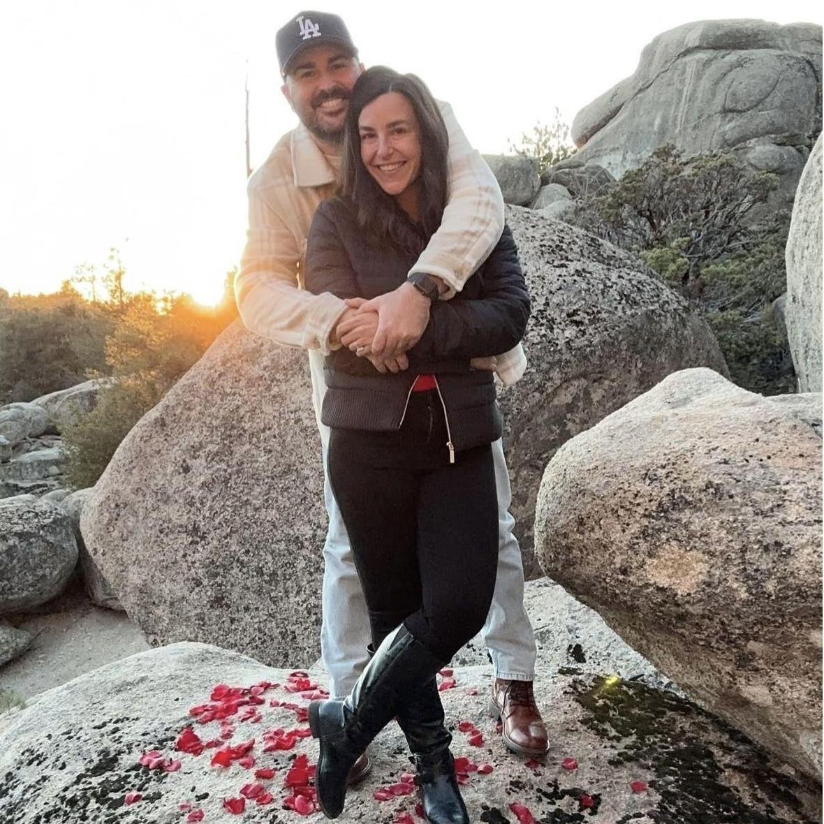 He proposed "on a big rock!"