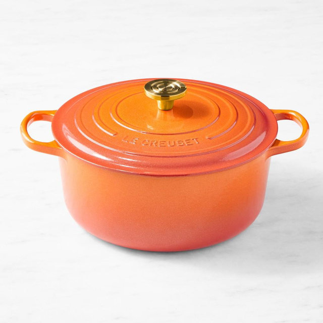 Le Creuset Centenary Enameled Cast Iron Round Dutch Oven, 7 1/4-Qt., Flamme Dorée