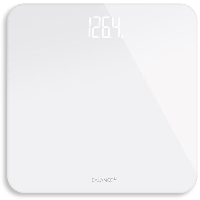 Greater Goods White Designer Bathroom Scale, Clear Bright Shine-Through Display