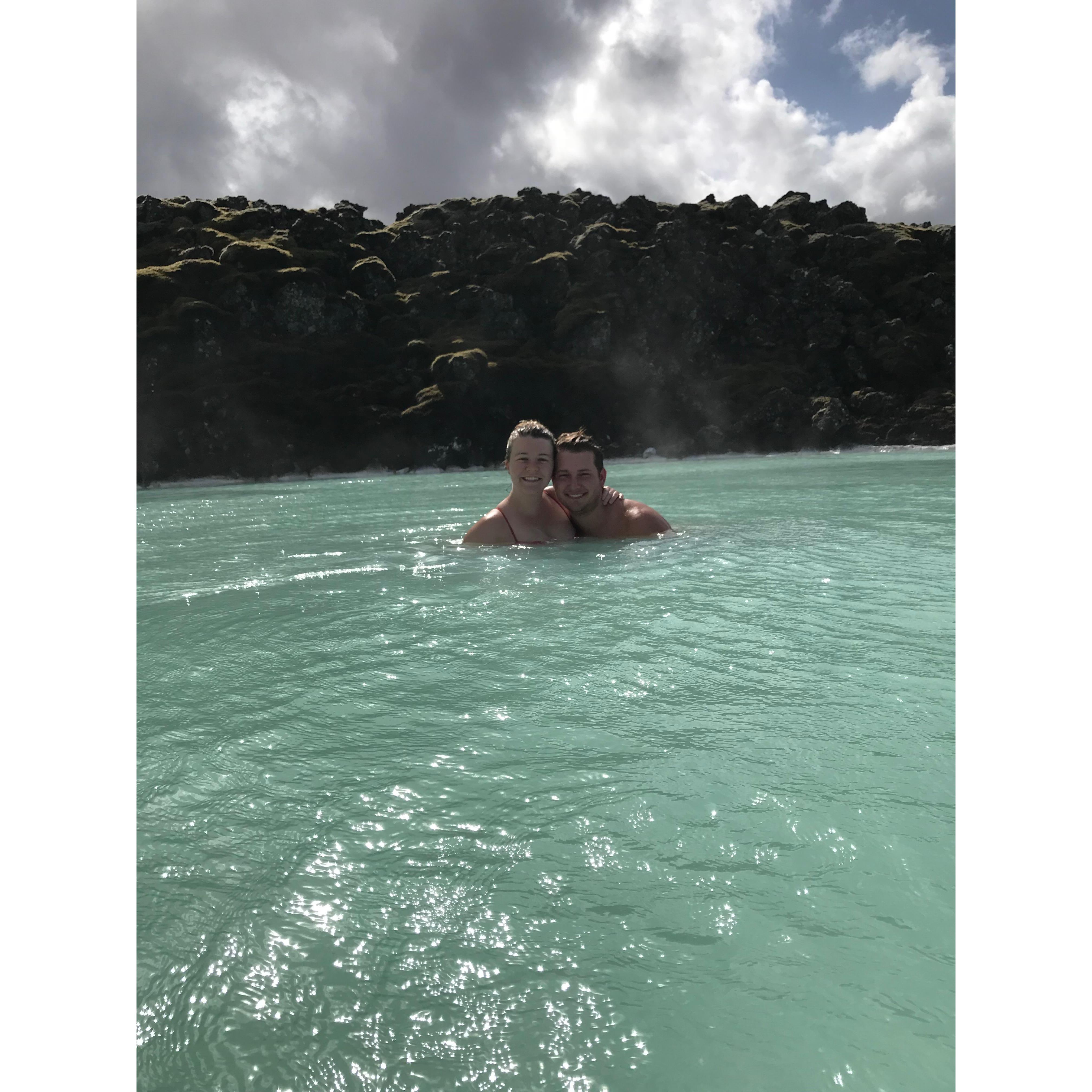 In Iceland at the Blue Lagoon hot springs.